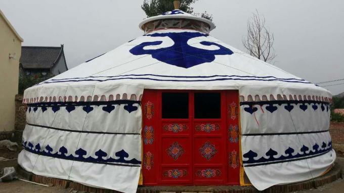 Tente de Yurt de mongolian de cadre en bois du blanc 100% imperméable pour le logement d'hôtel