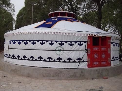 Tente de Yurt de mongolian de style de couvercle rond avec le matériel ignifuge de PVC