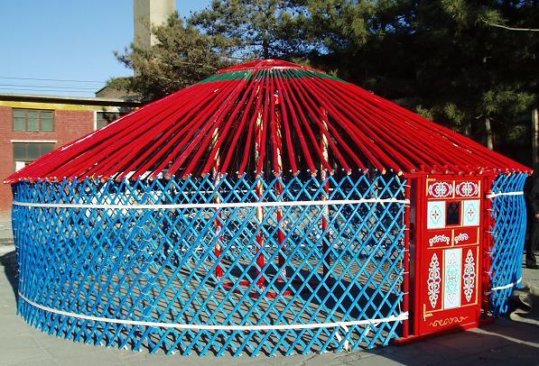 Tente de Yurt de mongolian de style de couvercle rond avec le matériel ignifuge de PVC