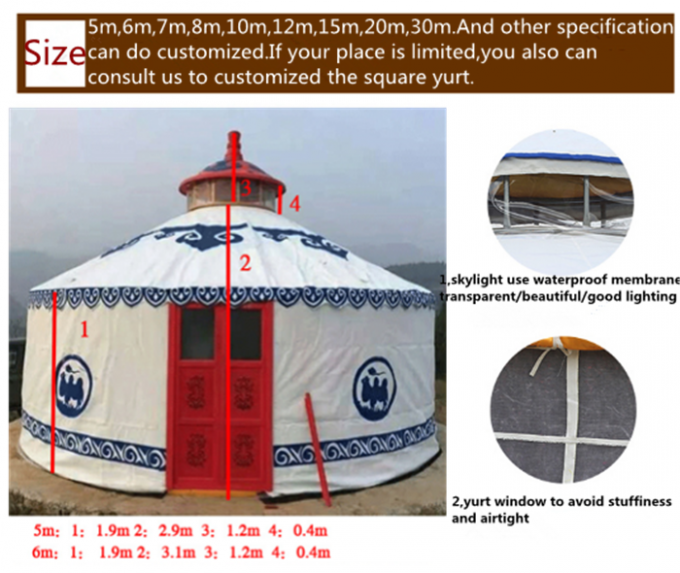 Anti- tente ultra-violette de Yurt de mongolian avec du coton d'acuponcture d'épaississement